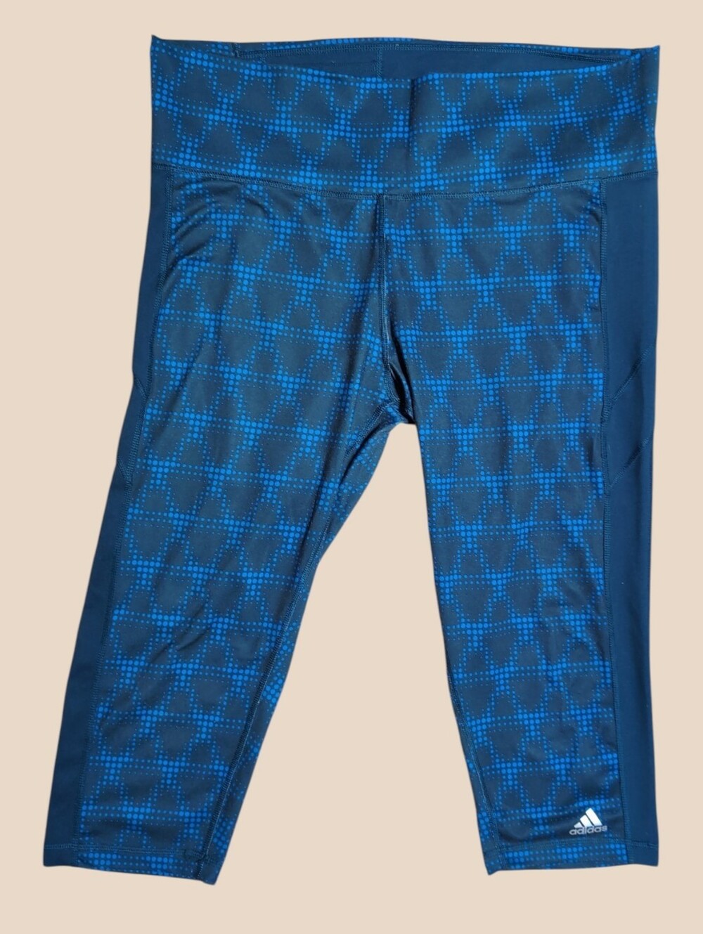 ❤️ ADIDAS Climalite  Blue Patterned Capri Leggings XL